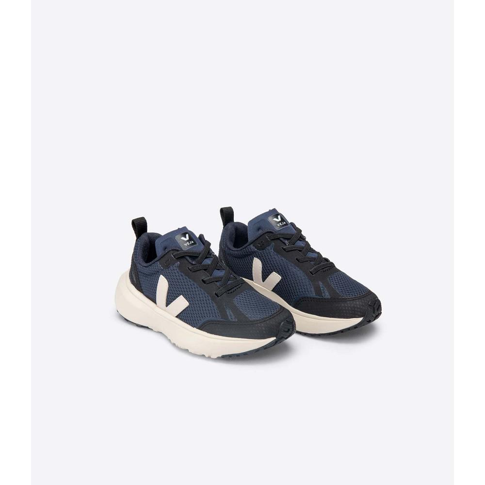 Kids' Veja CANARY ELASTIC LACE Running Shoes Navy | SG 711RVD